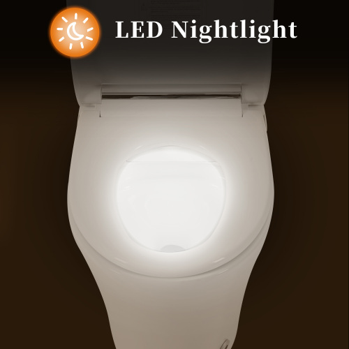Smart toilet with Built-in Heated Seat, One Piece Elongated Modern Toilet with Adjustable Temp Heated Seat, Auto Flush, Dual Flush Toilet 1/1.28 GPF, Foot sensor Flush, White Night Light,Knob Control - Image 6