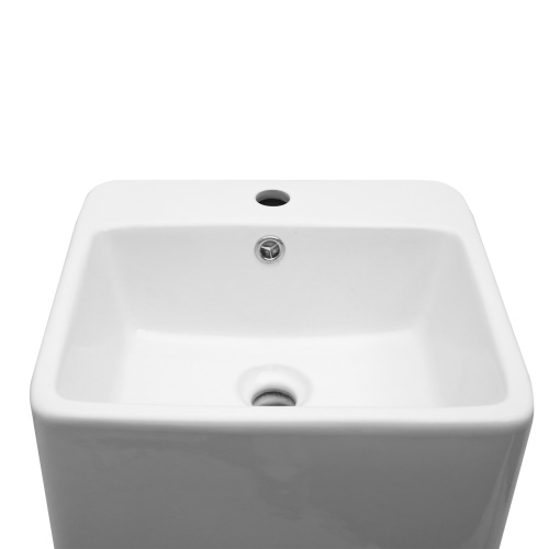 16" Classic White Ceramic Pedestal Sink Bathroom Sink Basin, Space-Saving Design for Powder Rooms, Kids' Bathrooms & Boutique Hotels - Image 8