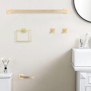 5-Piece Sus304 Bathroom Set: Towel Bar + Ring + Hooks + Tp Holder, Brushed Finish 
On-Site
