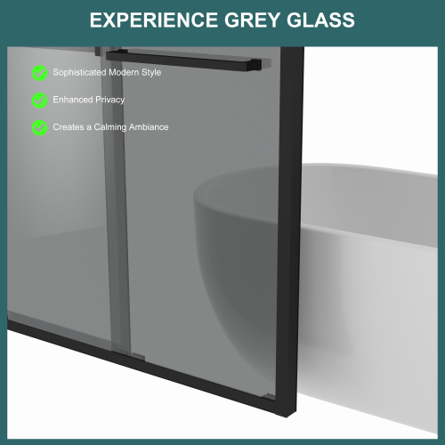 48"W X 76"H Double Sliding Glass Shower Door - 8Mm Tempered Glass With 304 Stainless Steel Frame, Matte Black - Image 7
