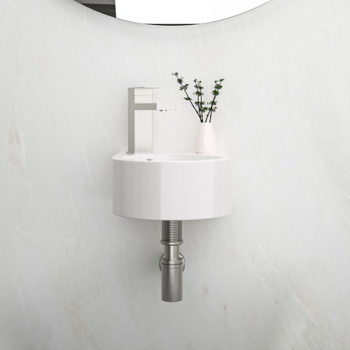 13x10.44 Inch White Ceramic Rectangle Wall Mount Bathroom Sink with Single Faucet Hole - Image 3