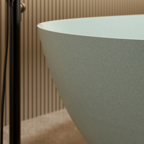 61'' Freestanding Bathtub Resin Stone Soaking Bathtub Solid Surface Modern Tubs With Overflow And Pop-Up Drain - Image 6