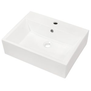CUPC,CE 21"x16" White Ceramic Rectangular Wall Mounted Bathroom Sink with Faucet Hole and Overflow