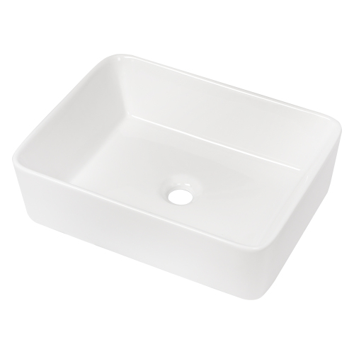 19"x15" White Black Ceramic Rectangular Vessel Bathroom Sink - Image 9