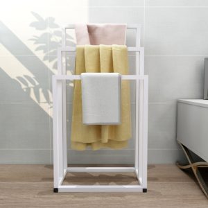 Metal Freestanding Towel Rack 3 Tiers Hand Towel Holder Organizer For Bathroom Accessories, White
