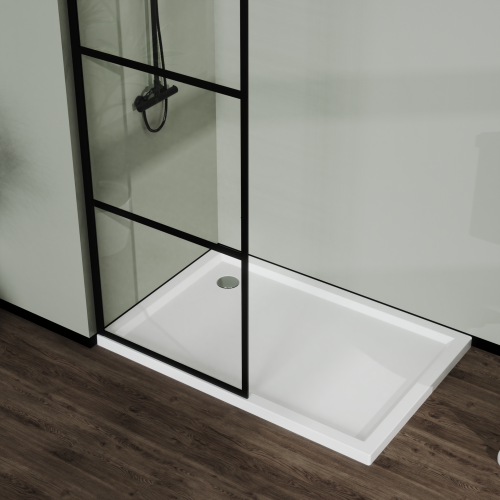 34" Shower Screen Door Walk-In Wet-Room, Black, 3-Panel Style - Image 4