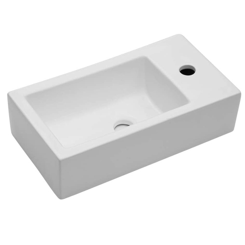 CUPC 18x10 Inch White Ceramic Rectangle Wall Mount Bathroom Sink with Single Faucet Hole - Image 4
