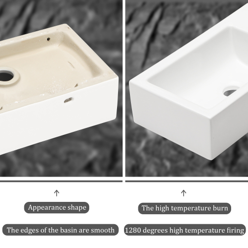 CUPC 18x10 Inch White Ceramic Rectangle Wall Mount Bathroom Sink with Single Faucet Hole - Image 5