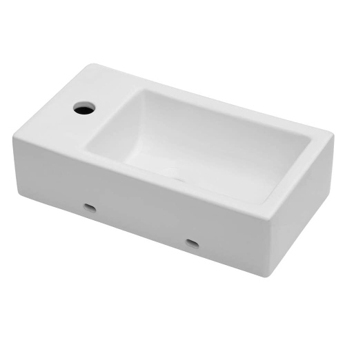 CUPC 18x10 Inch White Ceramic Rectangle Wall Mount Bathroom Sink with Single Faucet Hole - Image 3