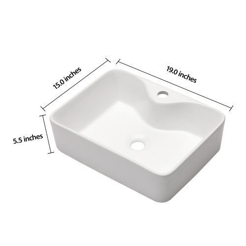 16"x12", 19"x15"White Ceramic Rectangular Vessel Bathroom Sink - Image 10