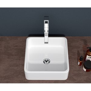 15x15 Inch White Ceramic Square Vessel Bathroom Sink