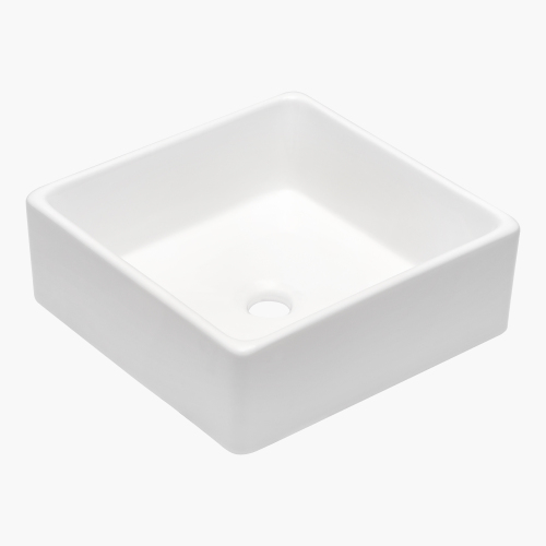 15x15 Inch White Ceramic Square Vessel Bathroom Sink - Image 7