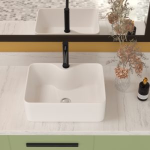 16"x12", 19"x15"White Ceramic Rectangular Vessel Bathroom Sink