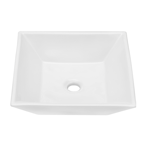 16x16 Inch White Ceramic Square Vessel Bathroom Sink - Image 5