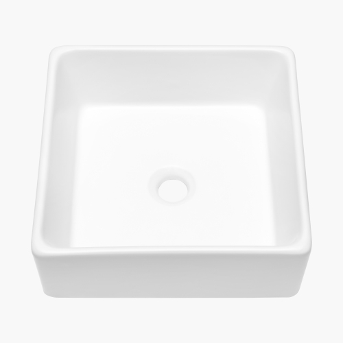 15x15 Inch White Ceramic Square Vessel Bathroom Sink - Image 6