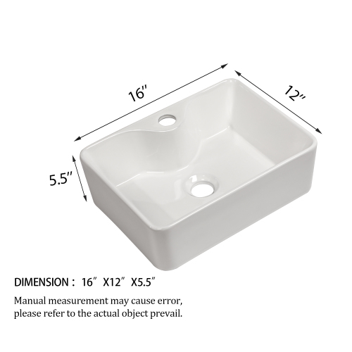 16"x12", 19"x15"White Ceramic Rectangular Vessel Bathroom Sink - Image 7