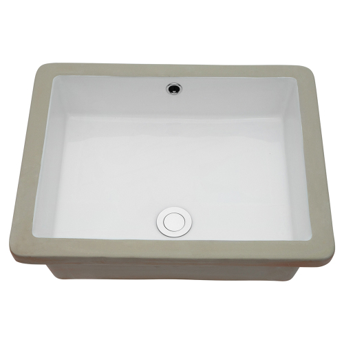 20"x15.5",22"x15.5" White Ceramic Rectangular Undermount Bathroom Sink with Overflow - Image 2