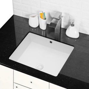 20"x15.5",22"x15.5"  White Ceramic Rectangular Undermount Bathroom Sink with Overflow