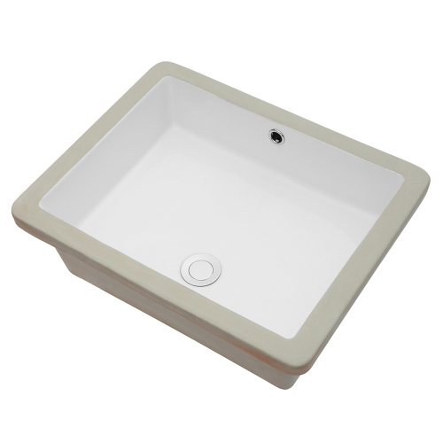 20"x15.5",22"x15.5" White Ceramic Rectangular Undermount Bathroom Sink with Overflow - Image 6