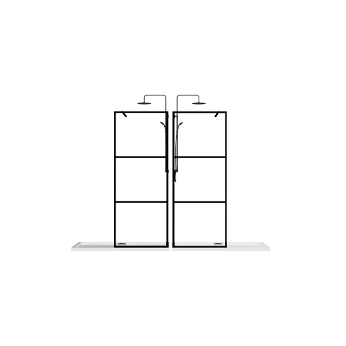 34" Shower Screen Door Walk-In Wet-Room, Black, 3-Panel Style - Image 7