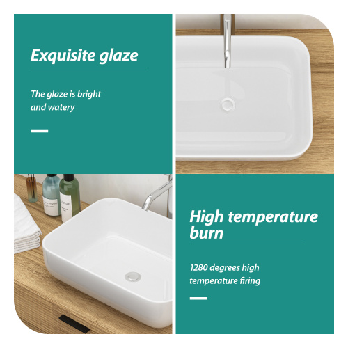20x15 Inch White Ceramic Rectangular Vessel Bathroom Sink - Image 5