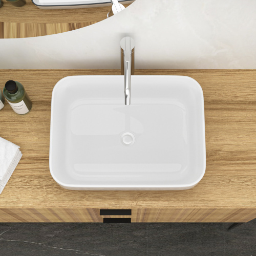 20x15 Inch White Ceramic Rectangular Vessel Bathroom Sink - Image 3