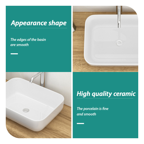 20x15 Inch White Ceramic Rectangular Vessel Bathroom Sink - Image 4