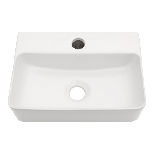 14.5x10 Inch White Ceramic Rectangle Wall Mount Bathroom Sink with Single Faucet Hole - Image 6