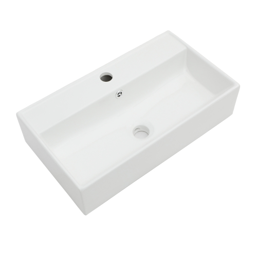 21x12 Inch White Ceramic Rectangle Wall Mount Bathroom Sink with Single Faucet Hole and Overflow - Image 8