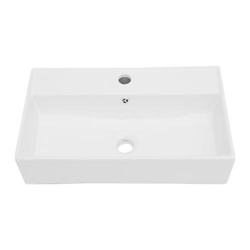 21x12 Inch White Ceramic Rectangle Wall Mount Bathroom Sink with Single Faucet Hole and Overflow - Image 7