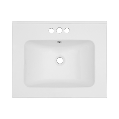 24"x19.7" White Rectangular Single Vanity Top with 4" Centerset Faucet 3 Holes and Overflow(Sink Only)