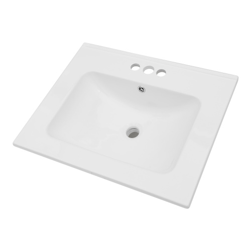 24"x19.7" White Rectangular Single Vanity Top with 4" Centerset Faucet 3 Holes and Overflow(Sink Only) - Image 2