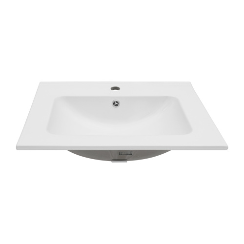 24"x19.7" White Rectangular Single Vanity Top with 1 Faucet Hole and Overflow(Sink Only) - Image 2