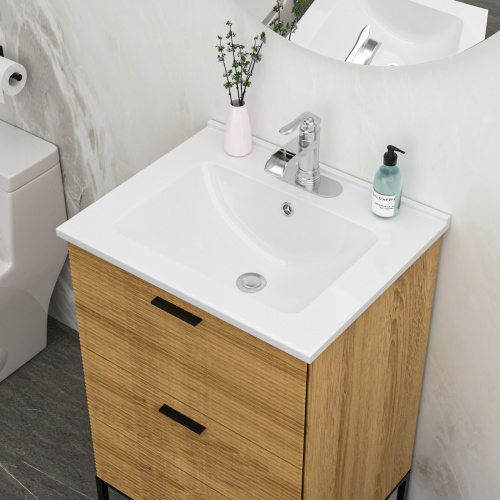 24"x19.7" White Rectangular Single Vanity Top with 1 Faucet Hole and Overflow(Sink Only) - Image 5