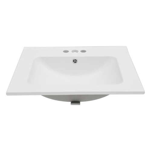 24"x19.7" White Rectangular Single Vanity Top with 4" Centerset Faucet 3 Holes and Overflow(Sink Only) - Image 3