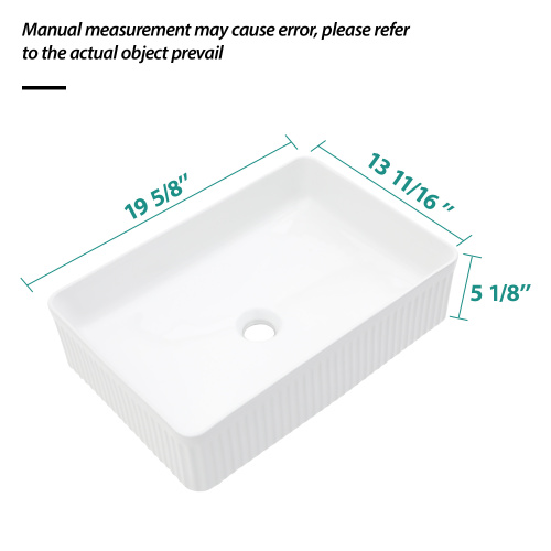 19.63"x13.69" White Ceramic Rectangular Vessel Bathroom Sink - Image 9