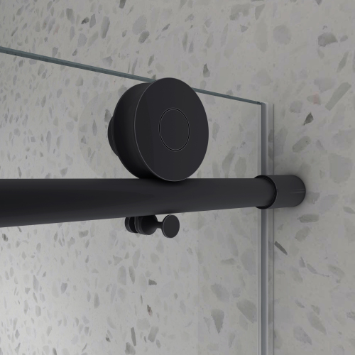 54"W X 76"H Black Frameless One Fixed And One Shifted Shower Door, 70Mm 304 Stainless Steel Large Pulleys With Adjustable Soft Closing Function,With Nano Easy Cleaning And Stick Explosion-Proof Menbrance - Image 6