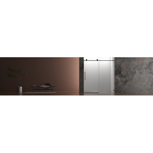 54"W X 76"H Black Frameless One Fixed And One Shifted Shower Door, 70Mm 304 Stainless Steel Large Pulleys With Adjustable Soft Closing Function,With Nano Easy Cleaning And Stick Explosion-Proof Menbrance - Image 5