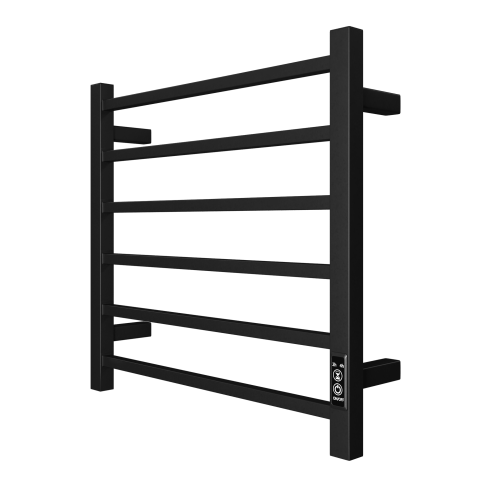 Towel Warmer 6 Bar Electric Heated Towel Rack Wall Mount Plug-In/Bath Towel Heater Matt-Black - Timer - Image 5