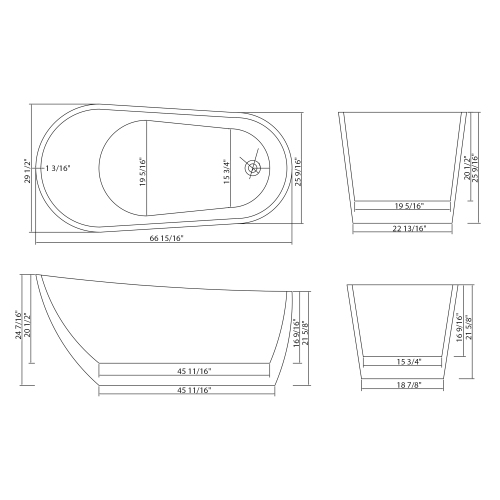 59" Acrylic Freestanding Bathtub Contemporary Soaking White Tub With Chrome Overflow And Drain - Image 7