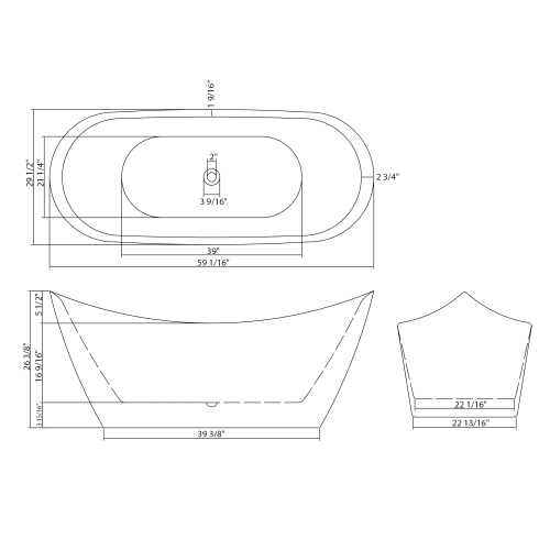 59" Acrylic Freestanding Bathtub, Stand Alone Soaking Tub, Glossy White Acrylic, Chrome Overflow & Pop-Up Drain - Image 6