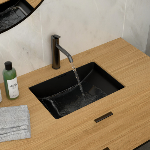 21"x14.75" Black Ceramic Undermount Bathroom Sink with Overflow - Image 3