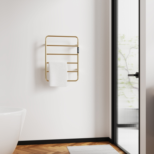 18.7" Heated Towel Rack For Bathroom,Wall Mounted With Intelligent Touch Screen Timer, 6-Bar Towel Warmer, 304 Stainless Steel Polished, Plug-In/Hard-Wired - Image 2