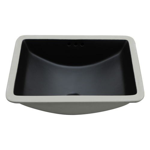 21"x14.75" Black Ceramic Undermount Bathroom Sink with Overflow - Image 7