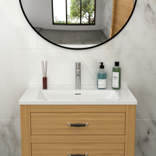 32"x20" White Rectangular Single Vanity Top with 1 Faucet Hole and Overflow(Sink Only) - Image 4