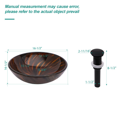 Bathroom Artistic Tempered Glass Vessel Bathroom Sink with Pop-up Drain, Amber-brown Tempered Glass Vanity Round Bowl (no Faucet)? - Image 9