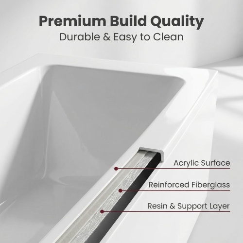 67" Whirlpool Bathtub ,Hydrotherapy Jetted Bathtub With Glass Panel, 7 Jets,3-Side Apron,89 Gallons,White - Image 8