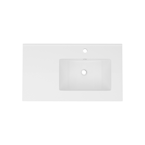32" x 18" White Rectangular Single Vanity Top with 1 Faucet Hole and Overflow(Sink Only), a spacious left countertop for maximum storage convenience - Image 8