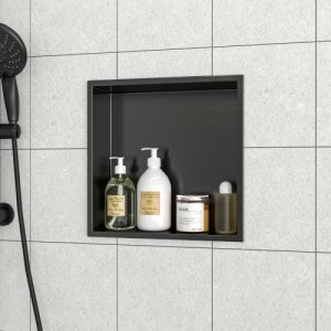 12" X 12" Stainless Steel Shower Niche, Gunmetal Black