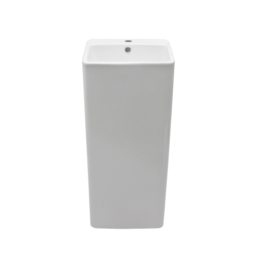 16" Classic White Ceramic Pedestal Sink Bathroom Sink Basin, Space-Saving Design for Powder Rooms, Kids' Bathrooms & Boutique Hotels - Image 5